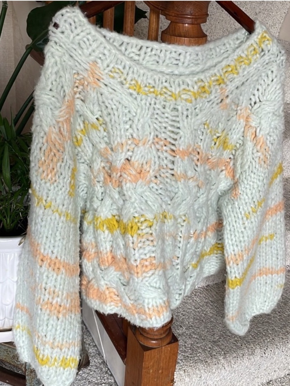 Anthropologie Chunky Jo Jo Cable Knit Multicolor Sweater